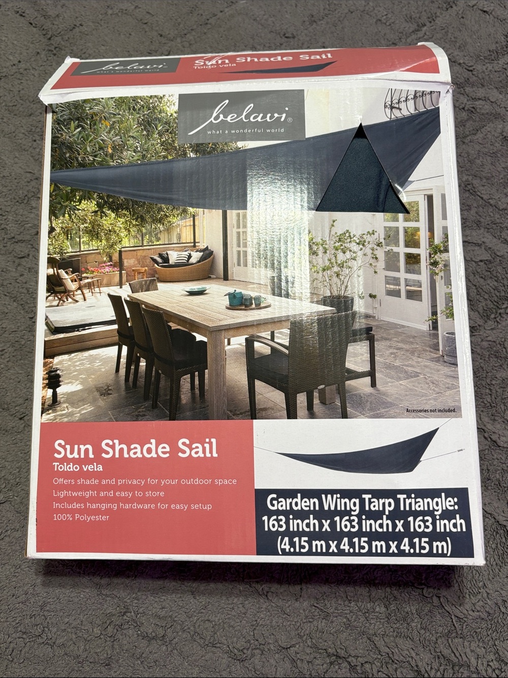 Belavi Navy Triangle Sun Shade Sail - Outdoor Privacy Canopy